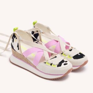 ZAPATILLAS ABIERTAS PIEL VACA Y CUÑA RAFIA LUDLOW